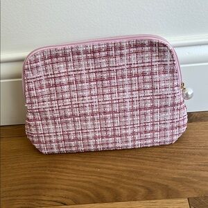 Pink and White Tweed Clutch